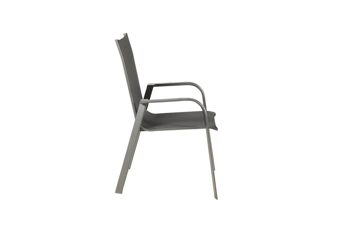 GARTENSET beschichtet Aluminium  - Schieferfarben/Anthrazit, Basics, Textil/Metall (160+60/98/72cm) - Acamp