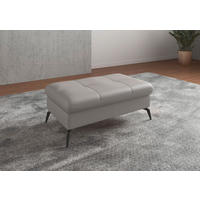 HOCKERLeder Hellgrau  - Hellgrau/Schwarz, Konventionell, Leder/Metall (102/47/69cm) - Sit & More