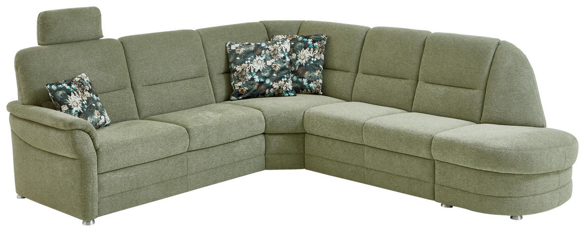 ECKSOFA Grün Flachgewebe  - Alufarben/Grün, KONVENTIONELL, Textil (253/273cm) - Beldomo Comfort