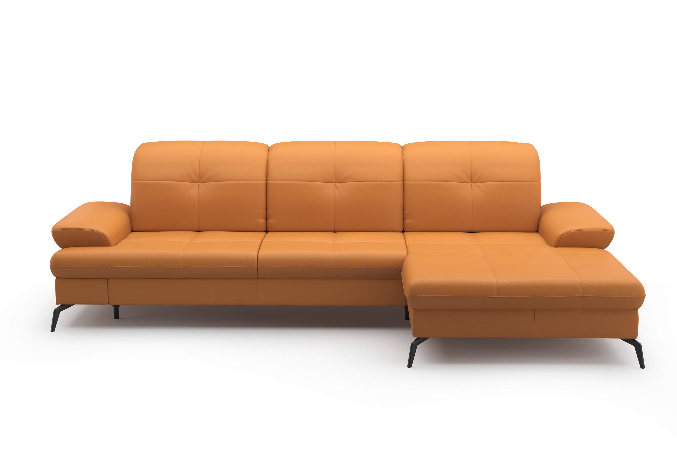 ECKSOFA in Echtleder Currygelb - Currygelb/Schwarz, Konventionell, Leder/Metall (279/185cm) - Sit & More