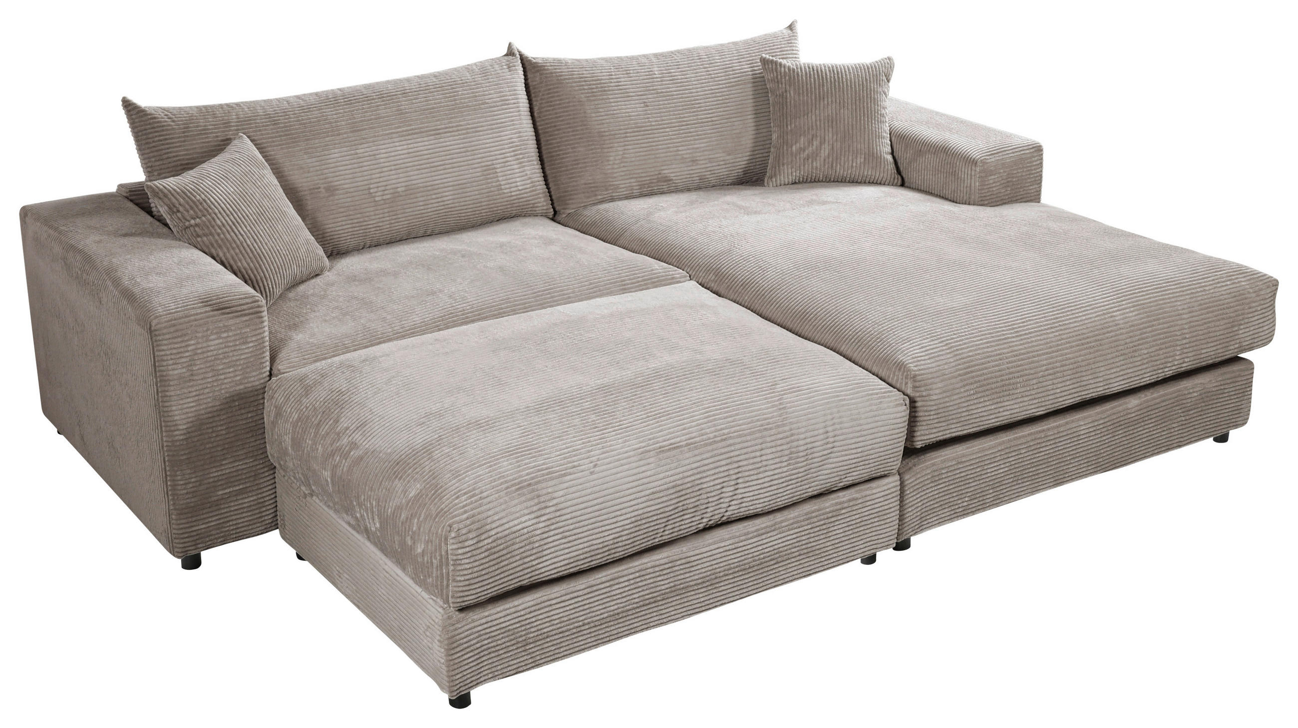 ECKSOFA in Cord, Velours Grau  265/180 cm  - Schwarz/Grau, Basics, Kunststoff/Textil (265/180cm) - Livetastic