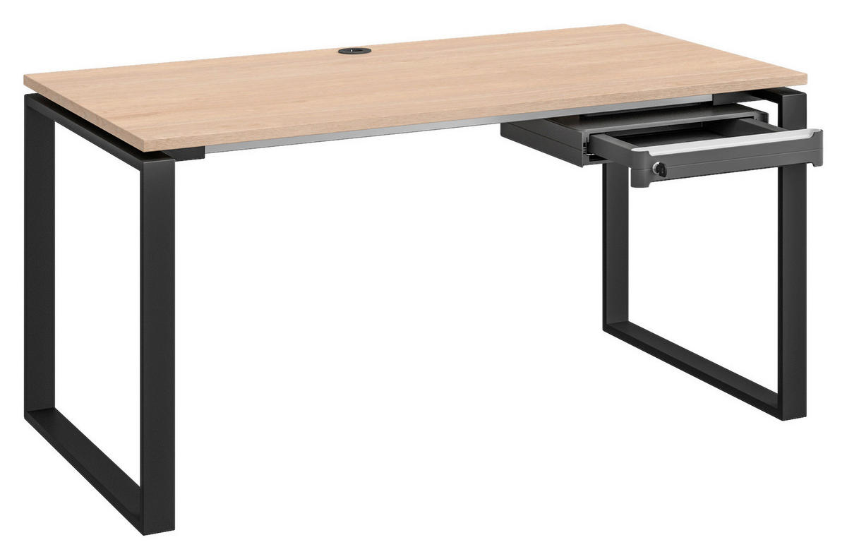 JUGENDSCHREIBTISCH 140/80/72 cm  in Anthrazit, Eichefarben  - Eichefarben/Anthrazit, Design, Holzwerkstoff/Metall (140/80/72cm) - Cantus