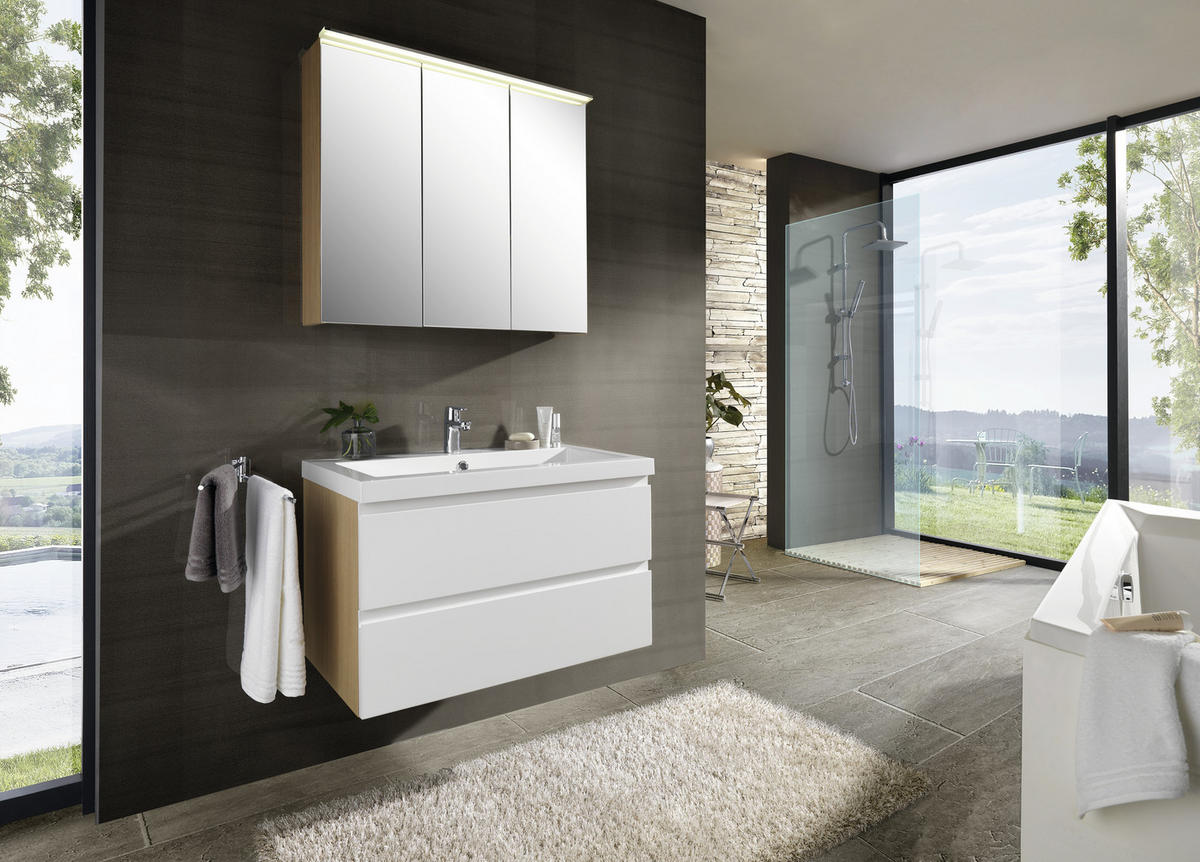 BADEZIMMER  in 85 cm  - Weiß, Design, Glas/Holzwerkstoff (85cm) - Novel