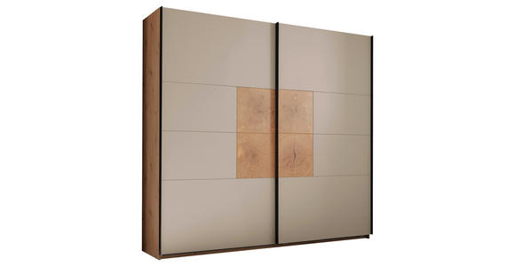 SCHWEBETÜRENSCHRANK  in Kaschmir, Eiche Artisan  - Kaschmir/Schwarz, KONVENTIONELL, Holzwerkstoff/Metall (240/225,5/63,7cm) - Xora
