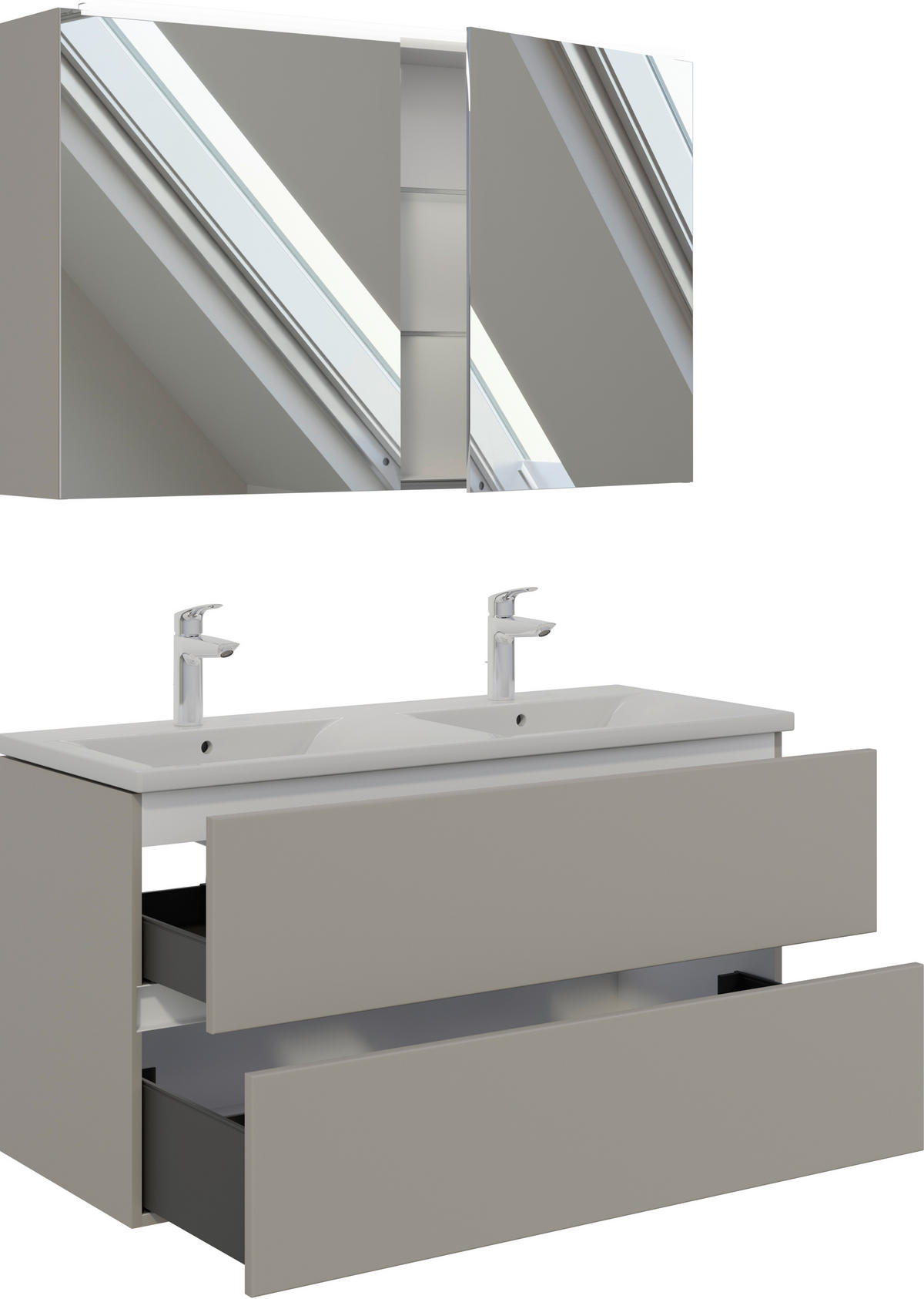 BADEZIMMER 3-teilig  in 121 cm  - Beigebraun/Weiß, MODERN, Glas/Keramik (121cm) - Celina Home
