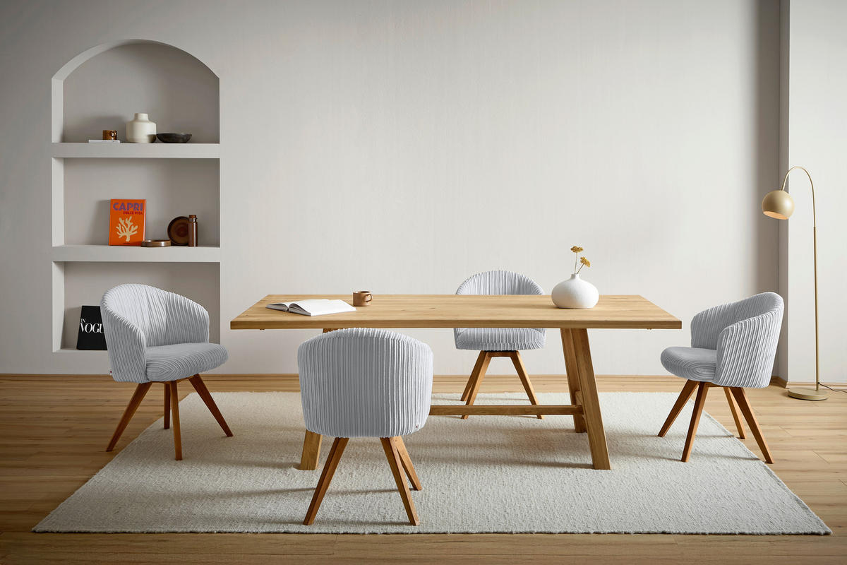 ARMLEHNSTUHL  in Feincord  - Eichefarben/Hellgrau, KONVENTIONELL, Holz/Textil (61/82/59cm) - Stylife