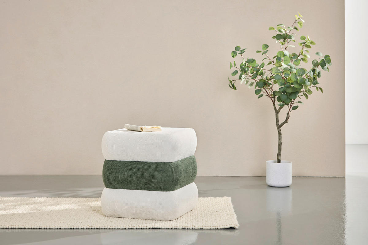 ÜLŐKE - fehér/zöld, Basics, faalapú anyag/textil (46/47/46cm) - Xora