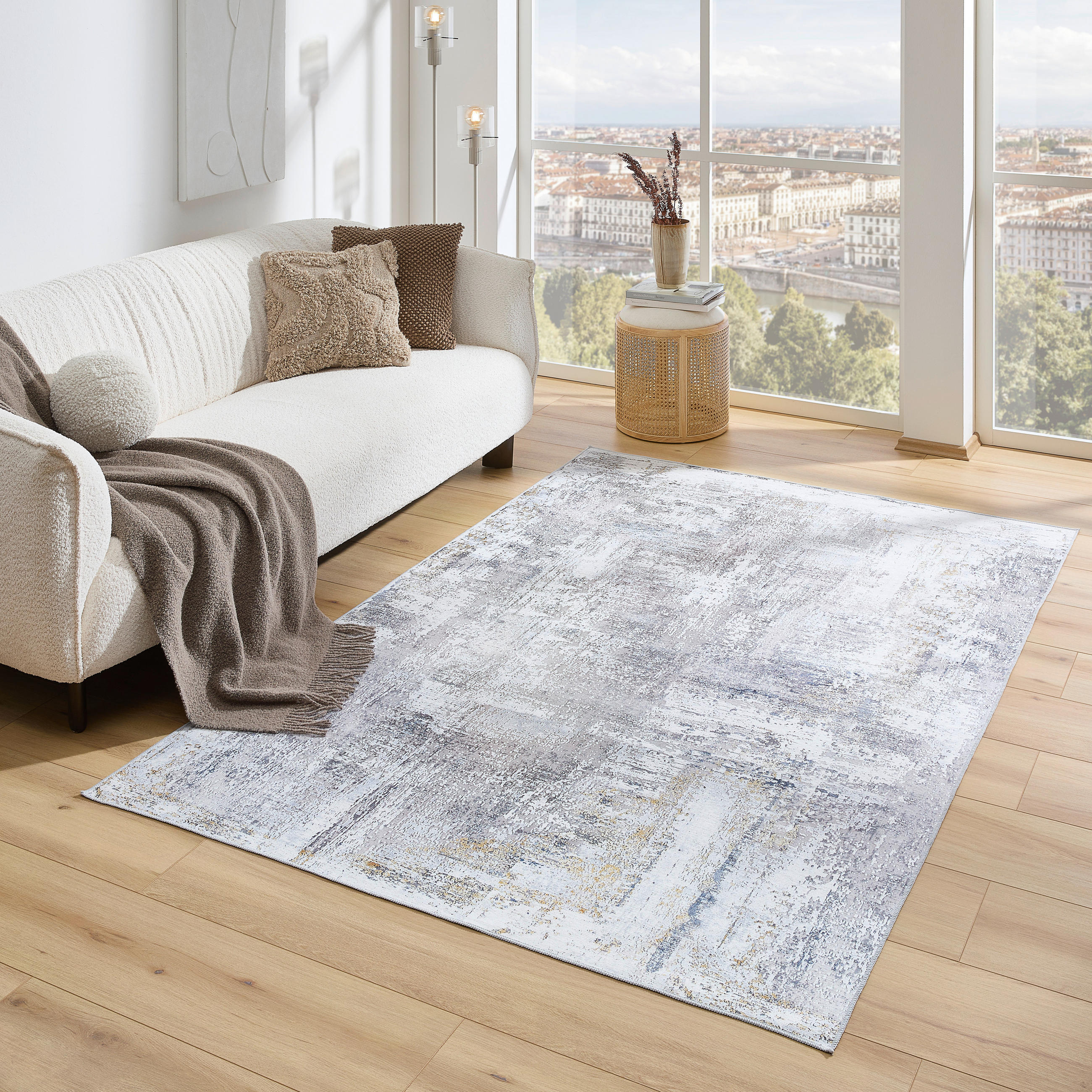 VINTAGE-TEPPICH 130/190 cm Leo Grau  - Grau, Design, Kunststoff/Textil (130/190cm) - Novel
