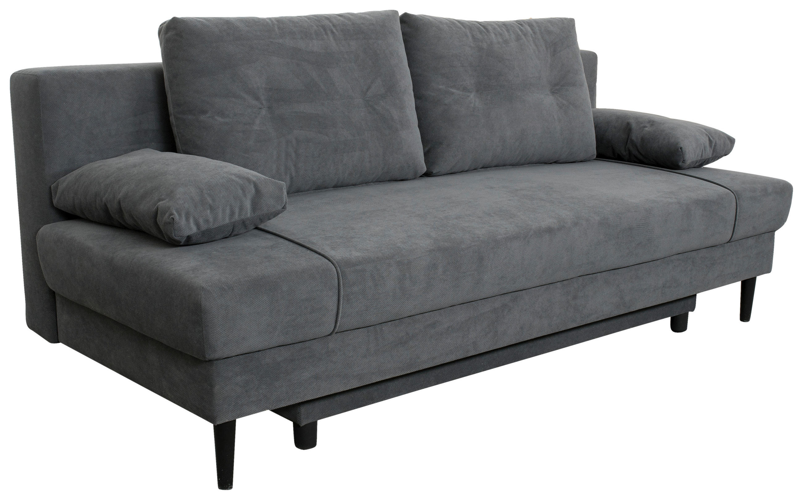 SCHLAFSOFA Webstoff Dunkelgrau  - Dunkelgrau/Schwarz, KONVENTIONELL, Holz/Kunststoff (199/88/88cm) - Carryhome