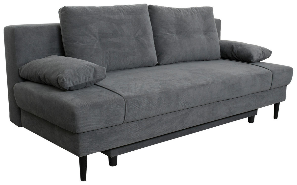 SCHLAFSOFA Webstoff Dunkelgrau  - Dunkelgrau/Schwarz, KONVENTIONELL, Holz/Kunststoff (199/88/88cm) - Carryhome