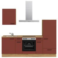 KÜCHENLEERBLOCK 240 cm   in Rot, Eichefarben  - Eichefarben/Rot, MODERN, Holzwerkstoff/Metall (240cm) - Nobilia
