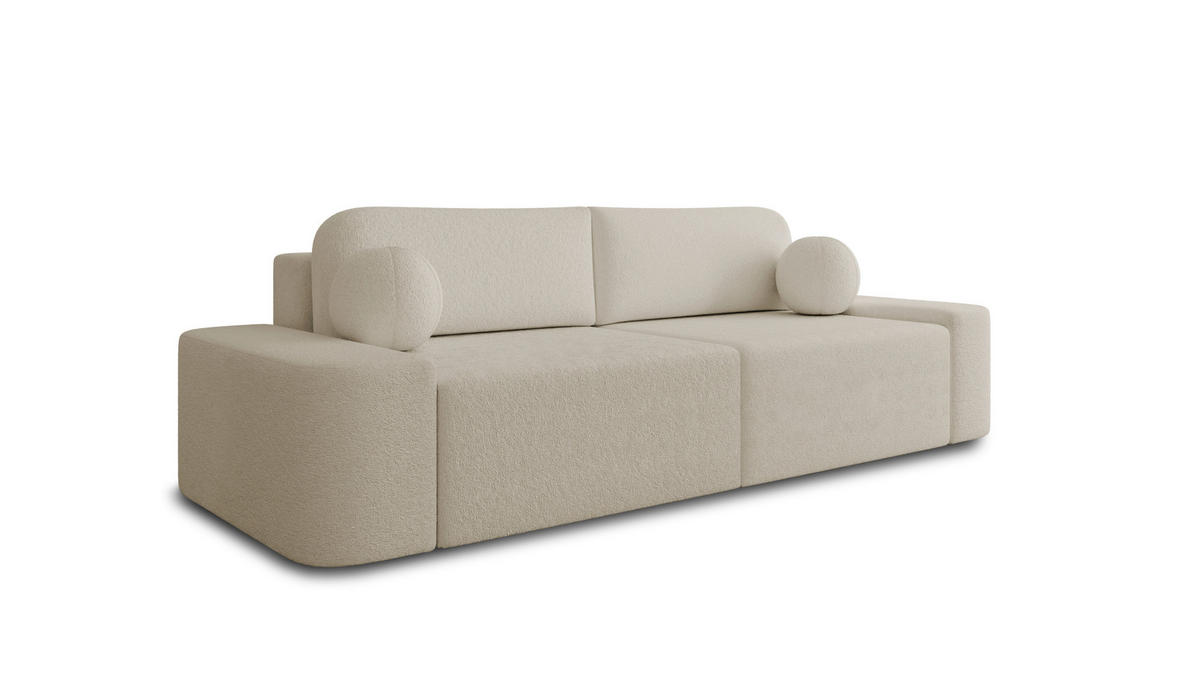 SCHLAFSOFA Bouclé Creme  - Elfenbein/Creme, Design, Kunststoff/Textil (268/85/110cm) - MID.YOU