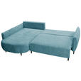 ECKSOFA Blau Chenille  inkl. Zierkissen, Rückenkissen, Nierenkissen, Bettkasten  - Blau/Schwarz, MODERN, Textil/Metall (200/285cm) - Carryhome