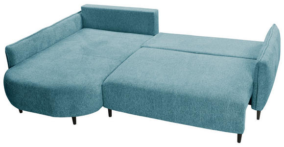 ECKSOFA Blau Chenille  inkl. Zierkissen, Rückenkissen, Nierenkissen, Bettkasten  - Blau/Schwarz, MODERN, Textil/Metall (200/285cm) - Carryhome