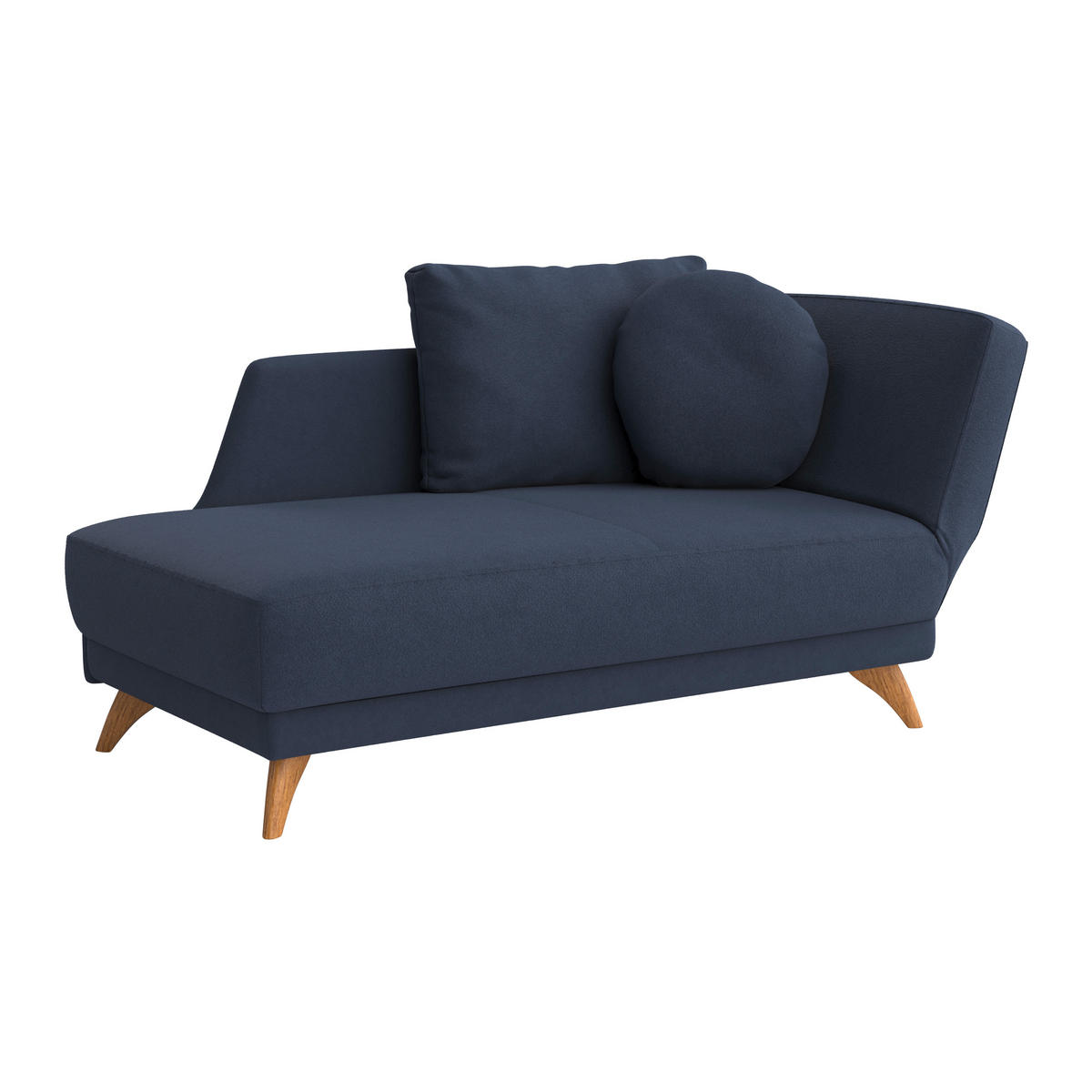 RÉCAMIERE in Flachgewebe Dunkelblau  - Eichefarben/Dunkelblau, MODERN, Holz/Textil (205/74-87/94cm) - Bali