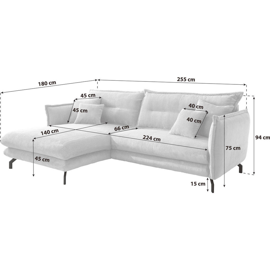 Thumbnail - Livetastic Ecksofa, Braun, Textil, 4-Sitzer, Füllung: Schaumstoff, L-Form, 255x180 cm, Made in Europe, Rücken echt, Armt...