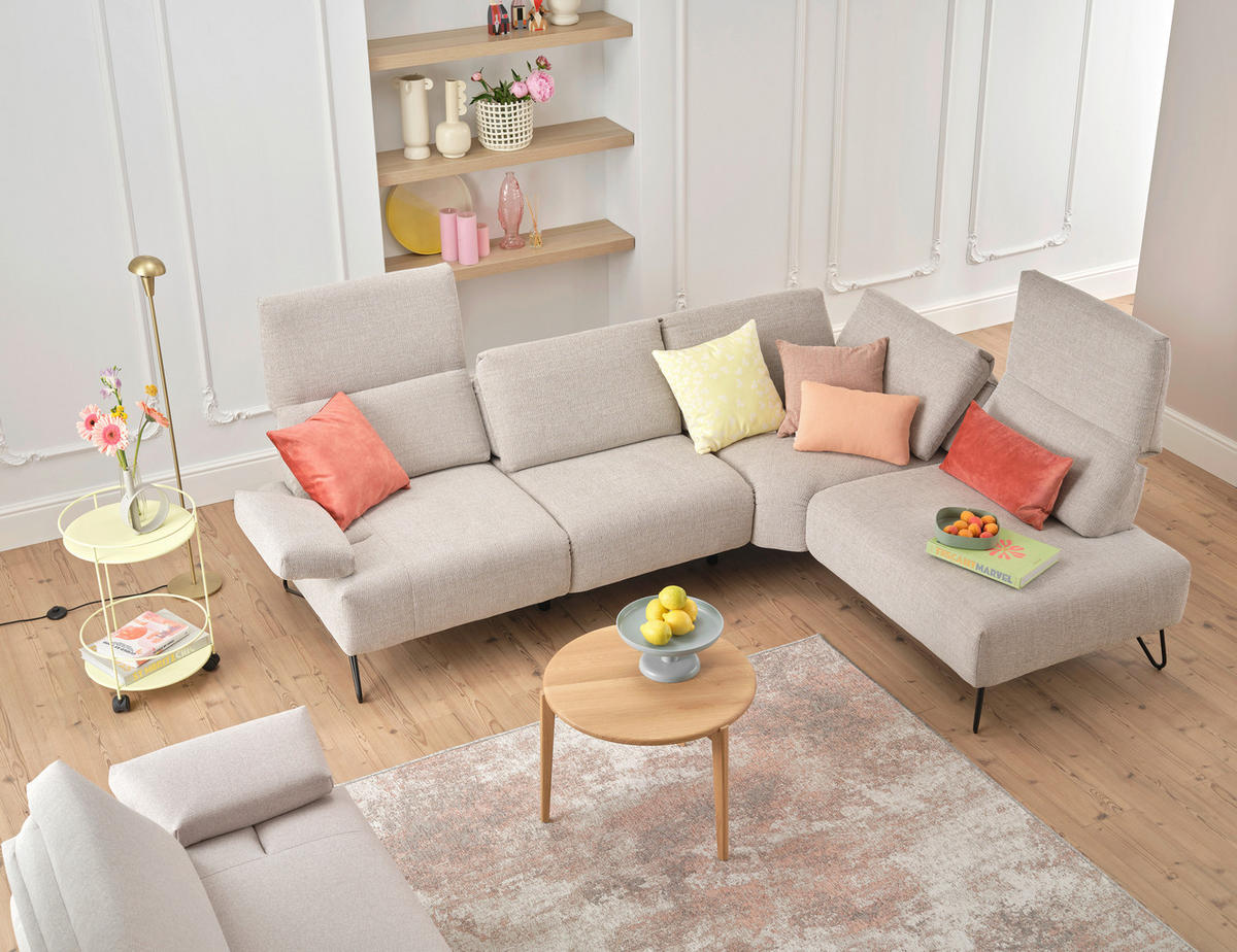 ECKSOFA Cosy Anthrazit Samt  - Anthrazit/Schwarz, Design, Textil/Metall (213/288-303cm) - SENSOO