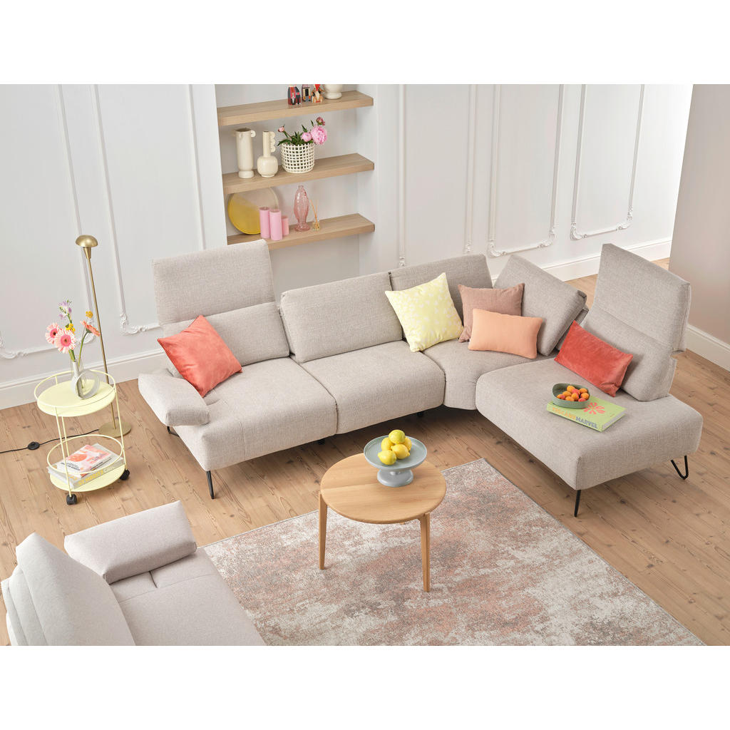 Thumbnail - Sensoo Ecksofa Cosy, Natur, Textil, 5-Sitzer, Ottomane links, L-Form, 288-303x213 cm, Stoffauswahl, Armteil links, recht...