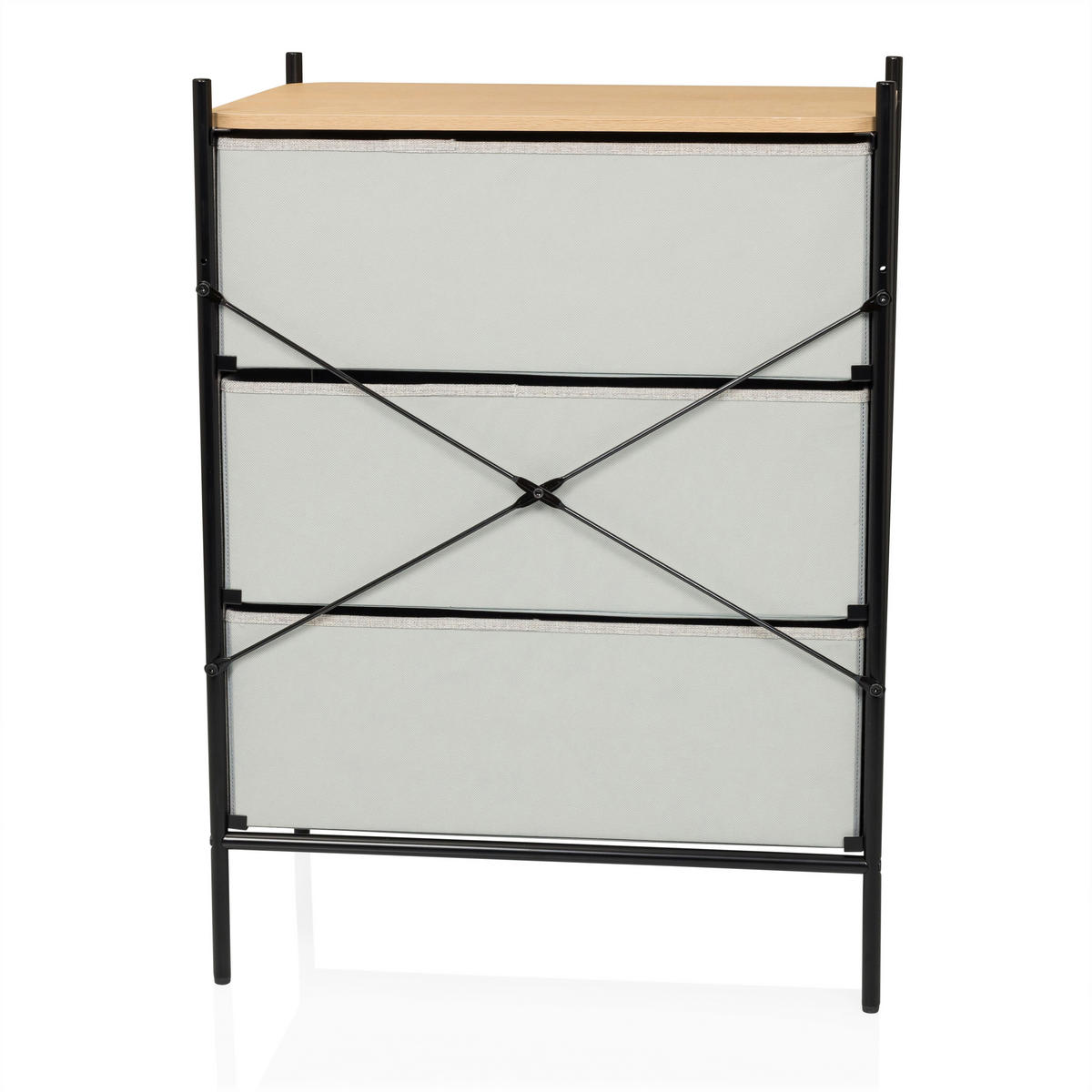 BYRÅ 58/79/39 cm  - ljusbrun/svart, Modern, metall/trämaterial (58/79/39cm) - MID.YOU