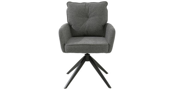 ARMLEHNSTUHL  in Eisen Leinenoptik  - Schwarz/Grau, Design, Textil/Metall (61/90/67cm) - Novel