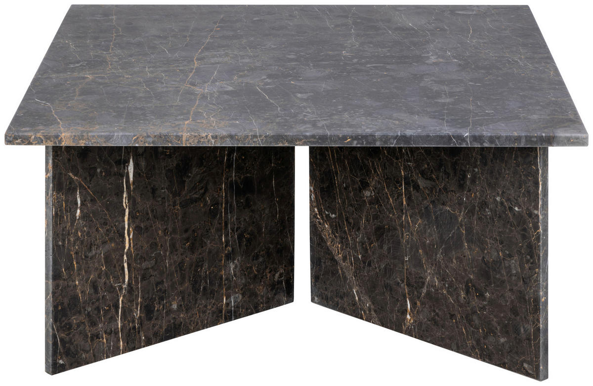 COUCHTISCH in Stein 90/90/42 cm  - Schwarz/Braun, Design, Stein (90/90/42cm) - Livetastic