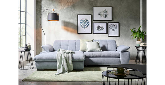 ECKSOFA  in Webstoff Blaugrau  180/265 cm  - Blaugrau/Schwarz, Design, Textil/Metall (180/265cm) - Carryhome