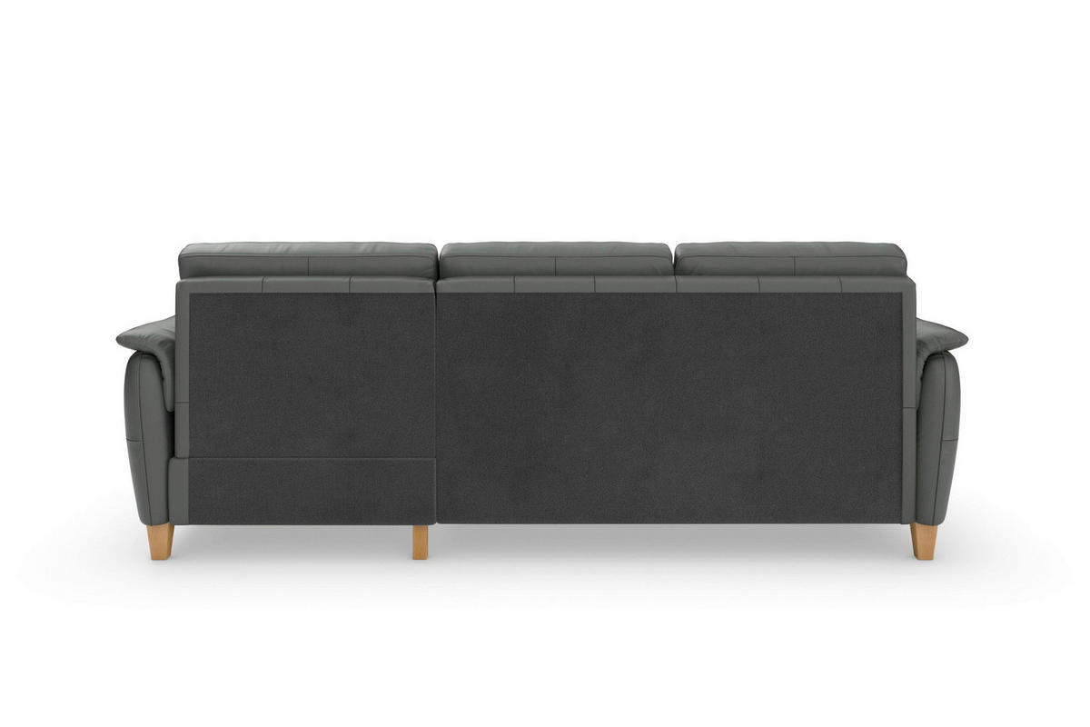 ECKSOFA PALMERA E in Mikrofaser Kombination Echtleder/Stoff Anthrazit  244/163 cm  - Eichefarben/Anthrazit, Basics, Leder/Holz (244/163cm) - Sit & More