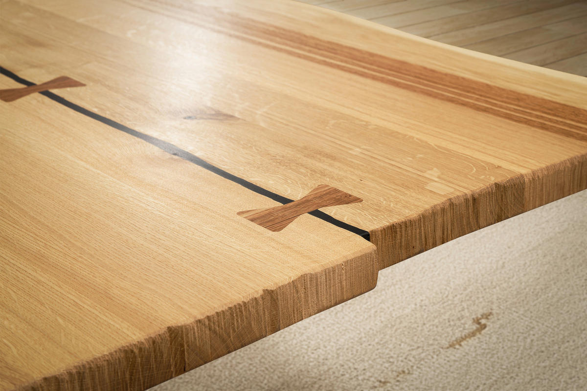 ESSTISCH in Holz, Metall 250/100/76 cm  - Eichefarben/Schwarz, Design, Holz/Metall (250/100/76cm) - Moderano