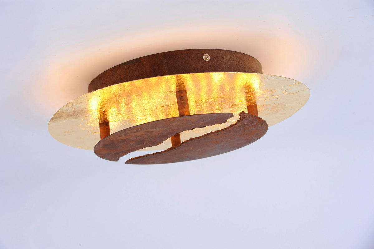 STROPNA LED-SVETILKA   26 W  3000 K 230 V  - zlate barve/opečnato rjava, Trendi, kovina (30/30/8cm)