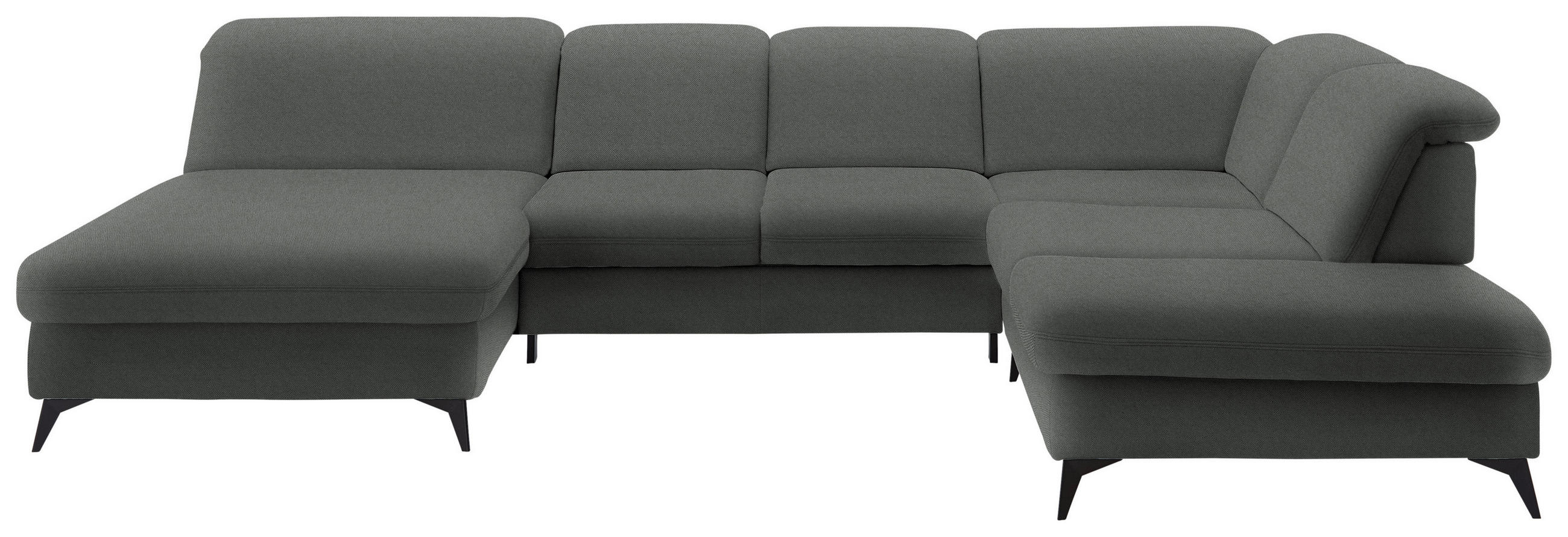 WOHNLANDSCHAFT  in Chenille Grau  - Schwarz/Grau, Design, Textil/Metall (198/369/255cm) - Beldomo Style