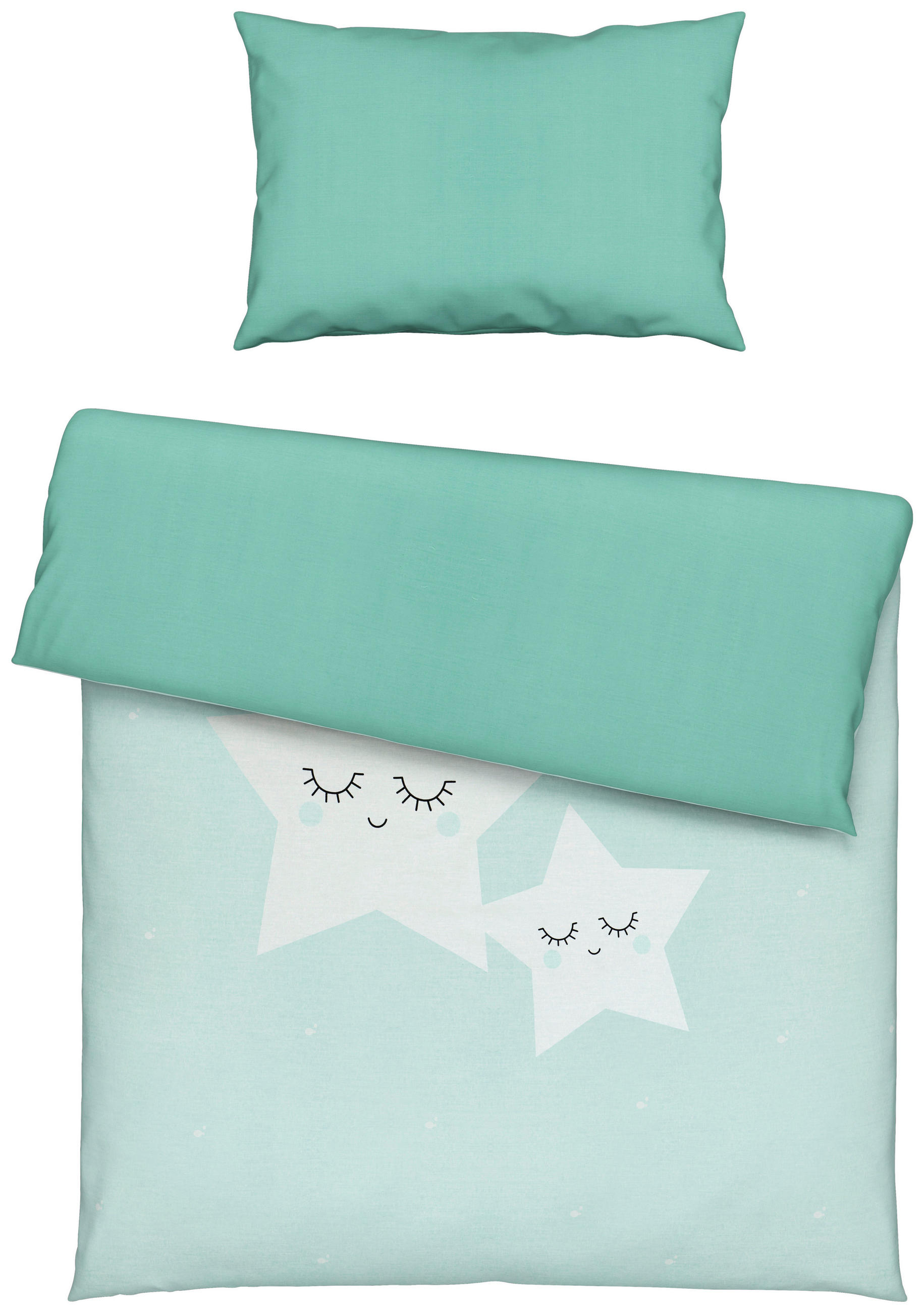 BABYBETTWÄSCHE 100/135 cm  - Weiß/Mintgrün, Basics, Textil (100/135cm) - My Baby Lou
