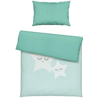 BABYBETTWÄSCHE STERNE/MOND Webstoff 100/135 cm  - Weiß/Mintgrün, Basics, Textil (100/135cm) - My Baby Lou