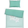 BABYBETTWÄSCHE STERNE/MOND Webstoff 100/135 cm  - Weiß/Mintgrün, Basics, Textil (100/135cm) - My Baby Lou