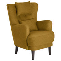 OHRENSESSEL in Flachgewebe Senfgelb  - Senfgelb/Schwarz, Design, Holz/Textil (81/106/90cm) - MID.YOU