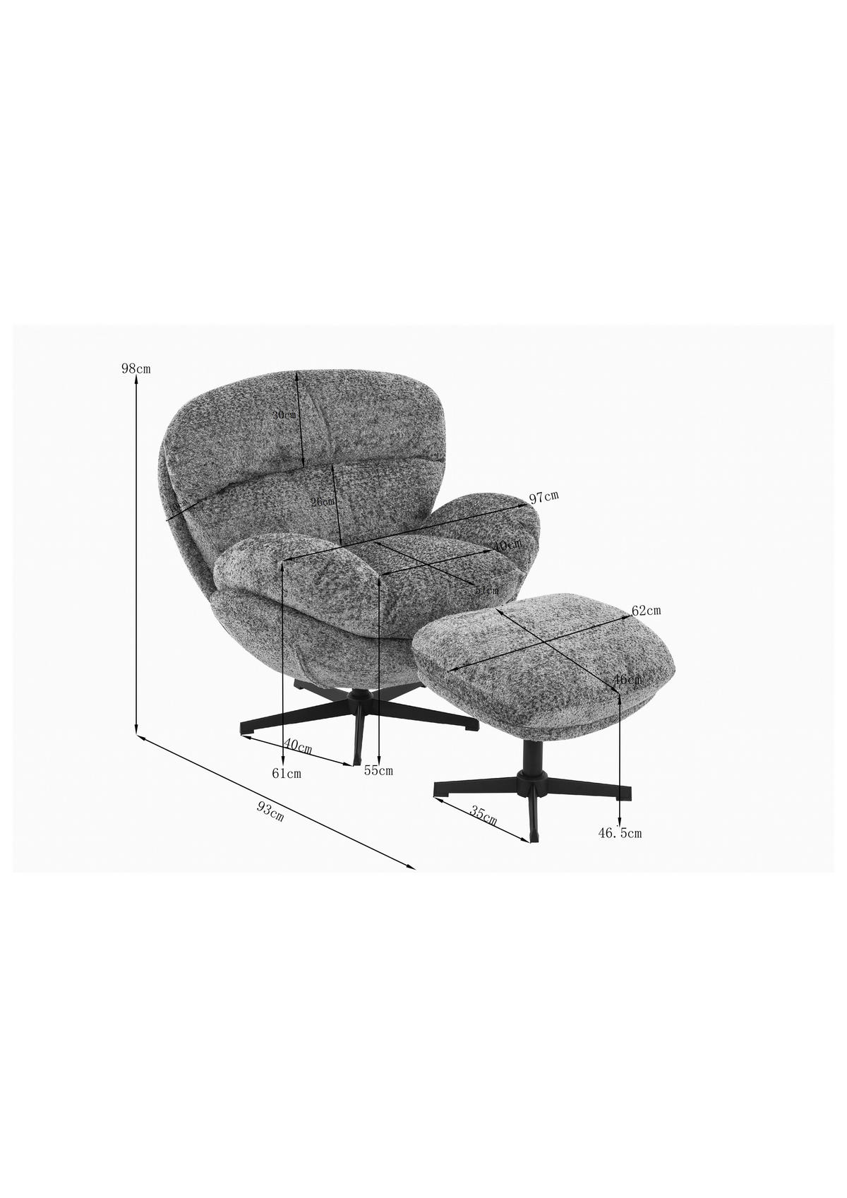 RELAXSESSEL Metall, Textil Schwarz, Graugrün  - Schwarz/Graugrün, Basics, Textil/Metall (97/98/93cm) - Carryhome