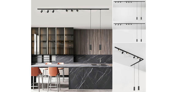 SCHIENENSYSTEM - Chromfarben/Schwarz, Trend, Kunststoff/Metall (262cm) - Novel