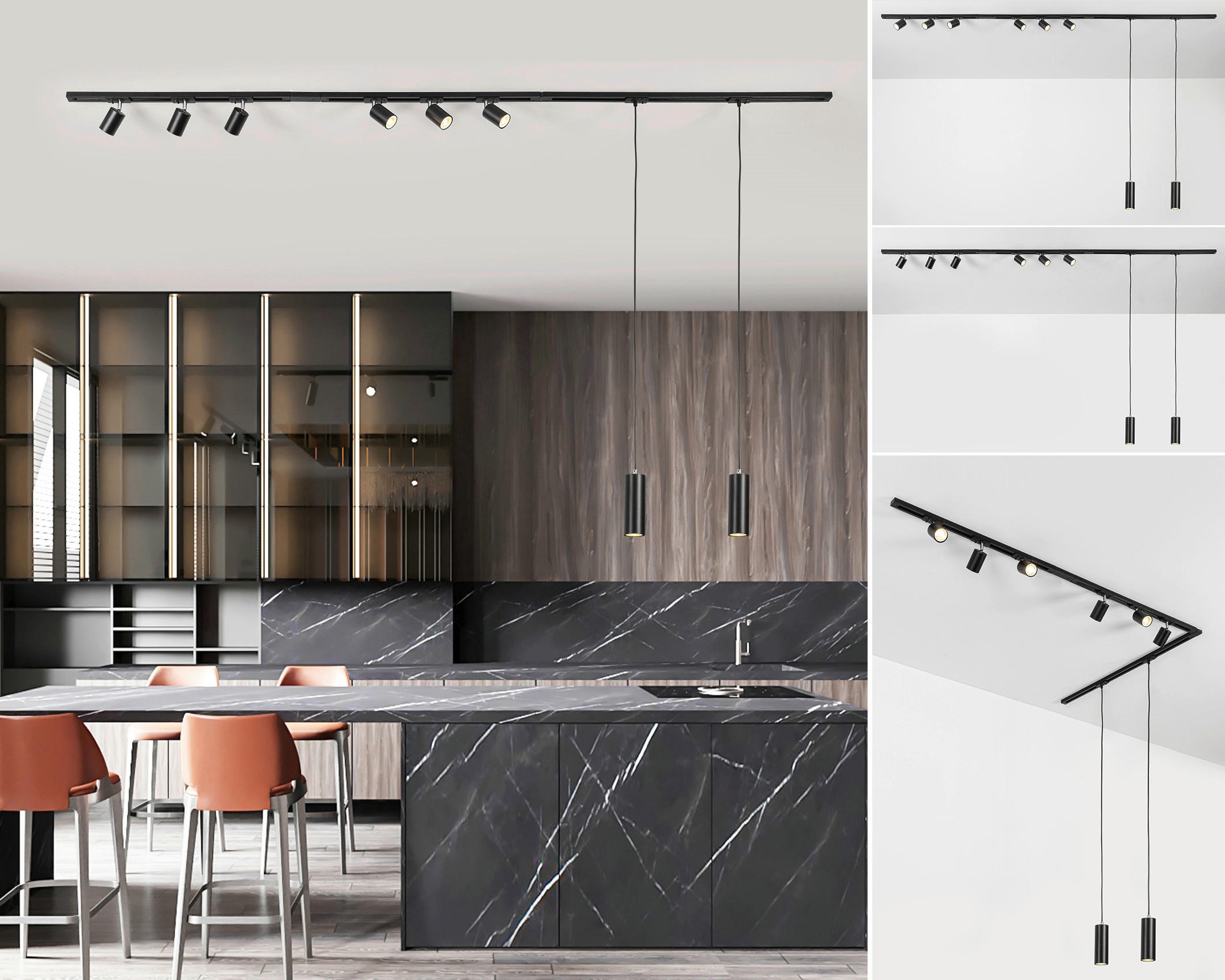 DECKENLEUCHTE 262 cm   - Schwarz, Trend, Kunststoff/Metall (262cm) - Novel