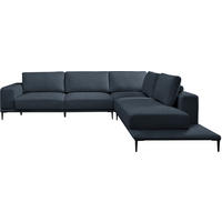ECKSOFA Leinwand Blau  - Blau/Schwarz, Design, Textil/Metall (318/271cm) - Belluti