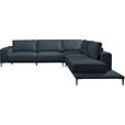 ECKSOFA  in Leinwand Blau  318/271 cm  - Blau/Schwarz, Design, Textil/Metall (318/271cm) - Belluti