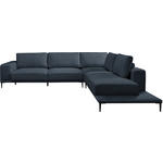 ECKSOFA  in Leinwand Blau  318/271 cm  - Blau/Schwarz, Design, Textil/Metall (318/271cm) - Belluti