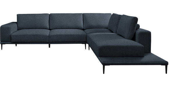 ECKSOFA  in Leinwand Blau  318/271 cm  - Blau/Schwarz, Design, Textil/Metall (318/271cm) - Belluti