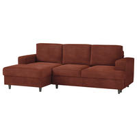 ECKSOFA Rostfarben Cord, Velours  - Rostfarben/Schwarz, Design, Holz/Textil (140/247cm) - MID.YOU