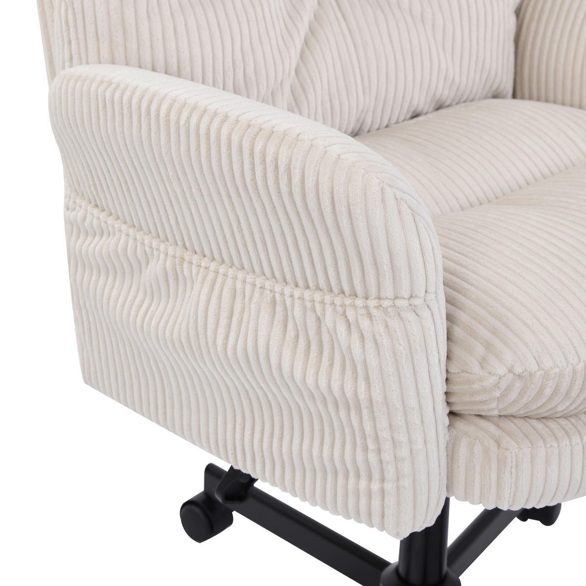 DREHSTUHL Cord Schwarz, Beige  - Beige/Schwarz, Design, Kunststoff/Textil (73/91/101/68cm) - Stylife