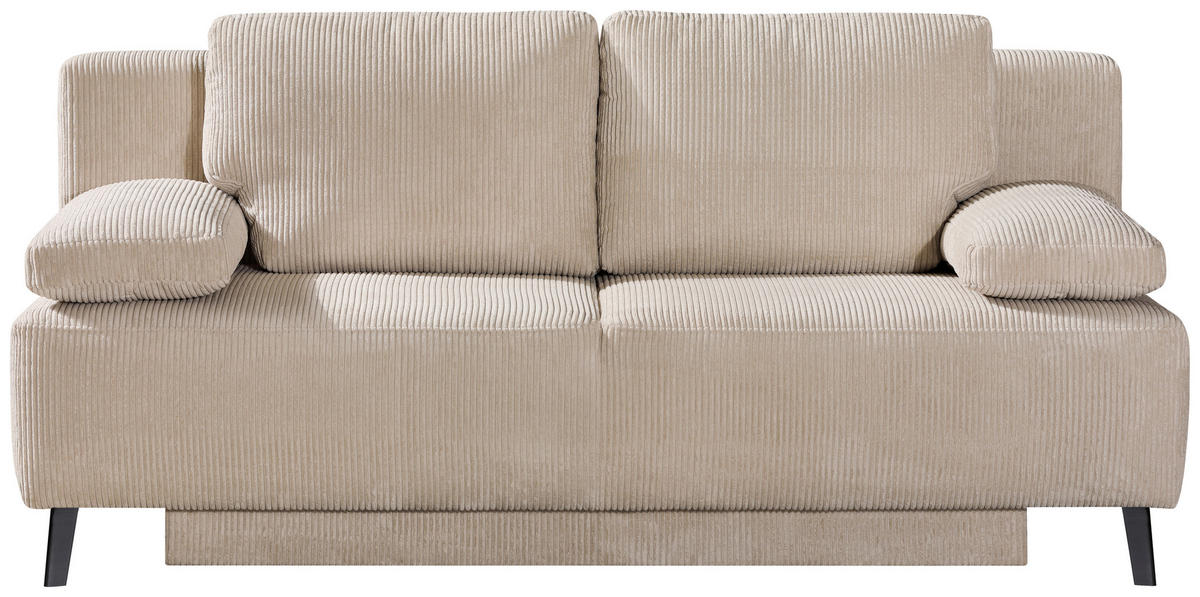 SCHLAFSOFA Cord Creme  - Creme/Schwarz, Modern, Textil/Metall (197/92/88cm) - Venda