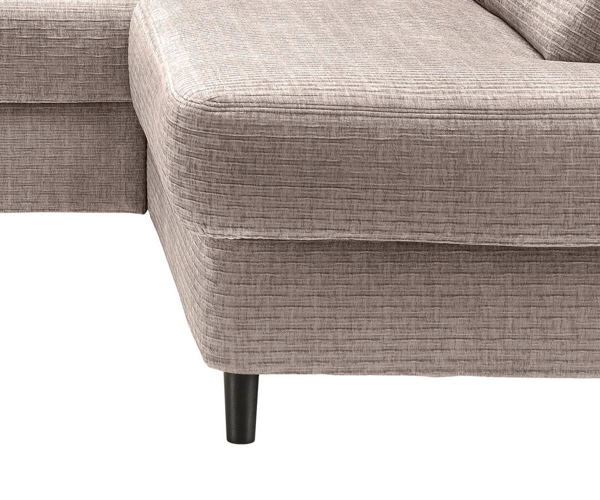 ECKSOFA in Mikrofaser Beige  - Beige/Schwarz, Modern, Holz/Textil (266/190cm) - Livetastic
