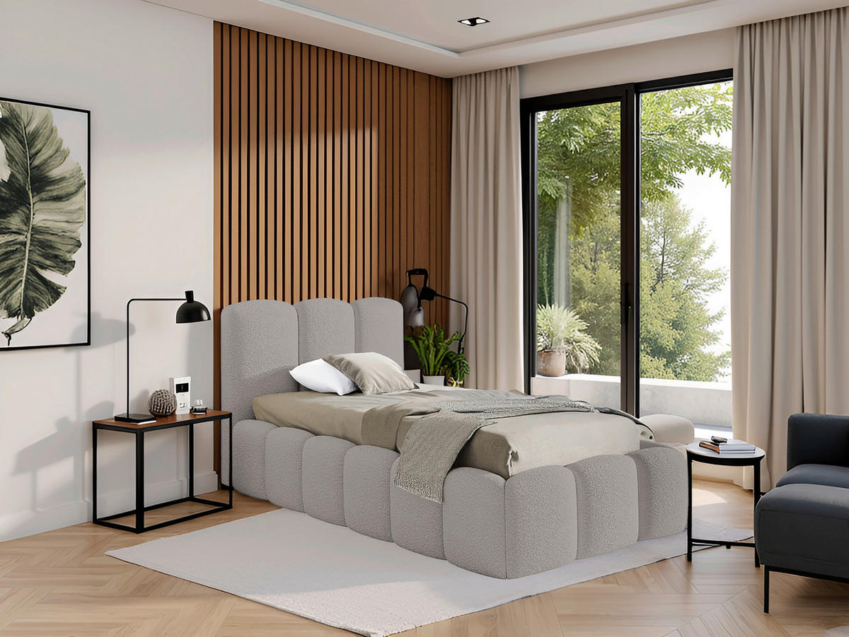 POLSTERBETT Lattenrost, Bettkasten Grau 90/200 cm  - Grau, MODERN, Holz/Textil (90/200cm) - Livetastic