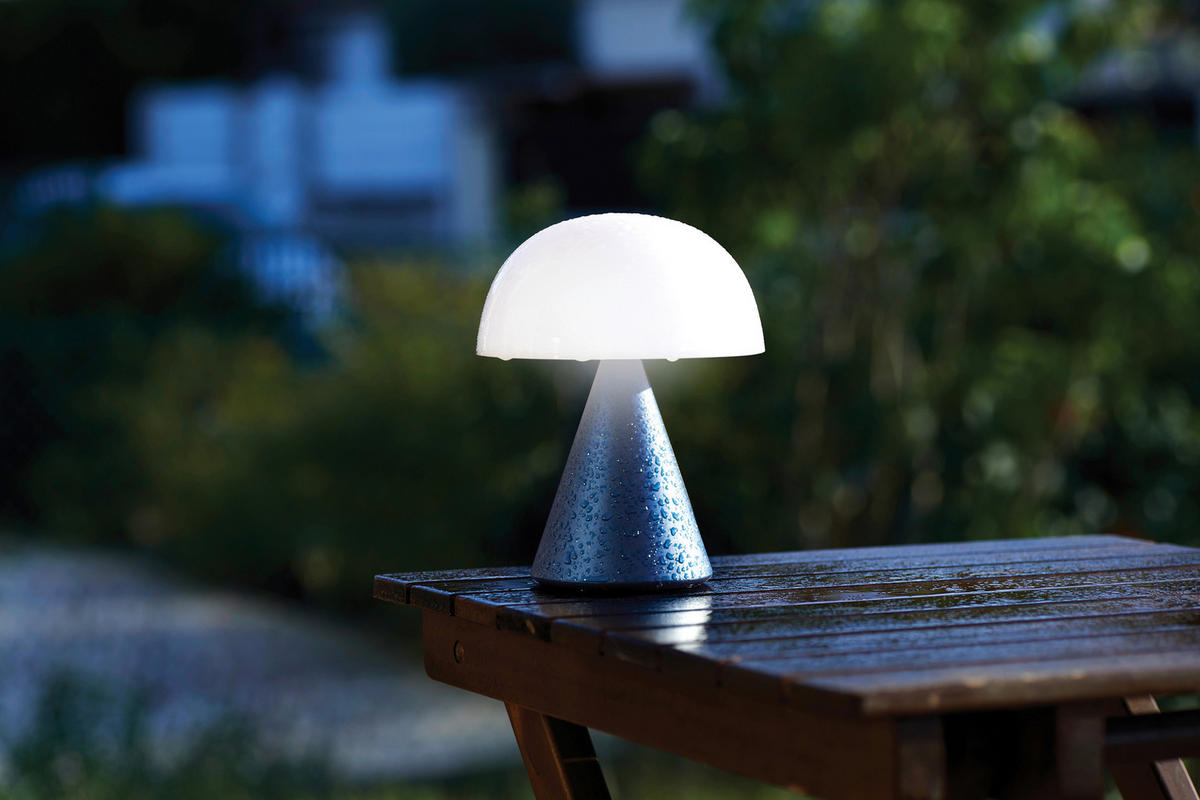 AKKU-TISCHLEUCHTE 14/17/14 cm   - Dunkelblau, Design, Kunststoff/Metall (14/17/14cm)