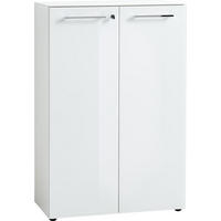 AKTENSCHRANK 80/120/37 cm  - Weiss, Modern, Glas/Holzwerkstoff (80/120/37cm) - Germania