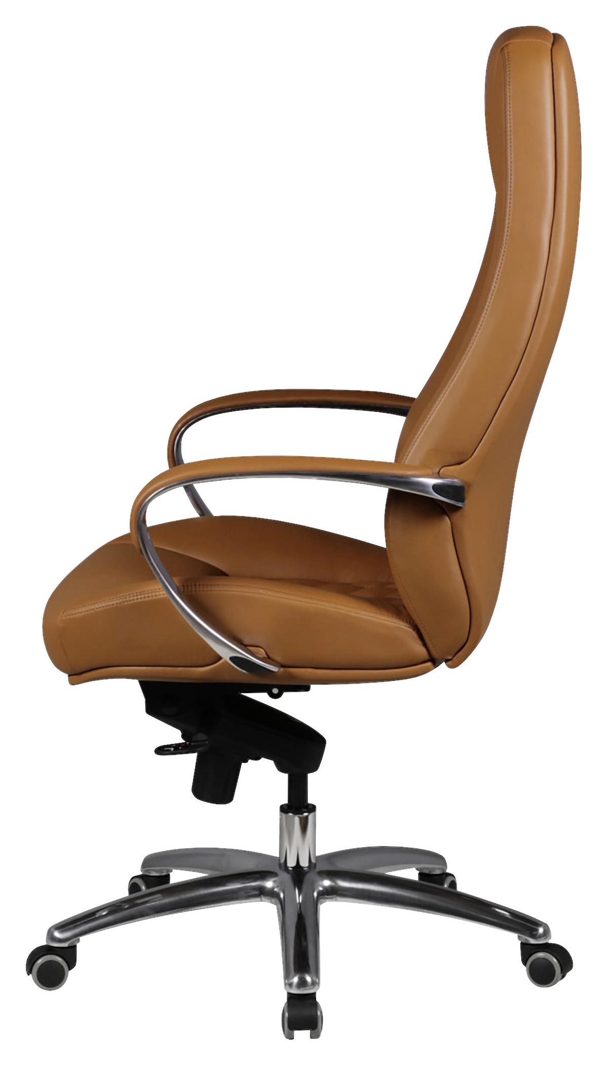 CHEFSESSEL  in Lederlook Hellbraun  - Hellbraun/Alufarben, Modern, Leder/Kunststoff (68/130/68cm) - MID.YOU