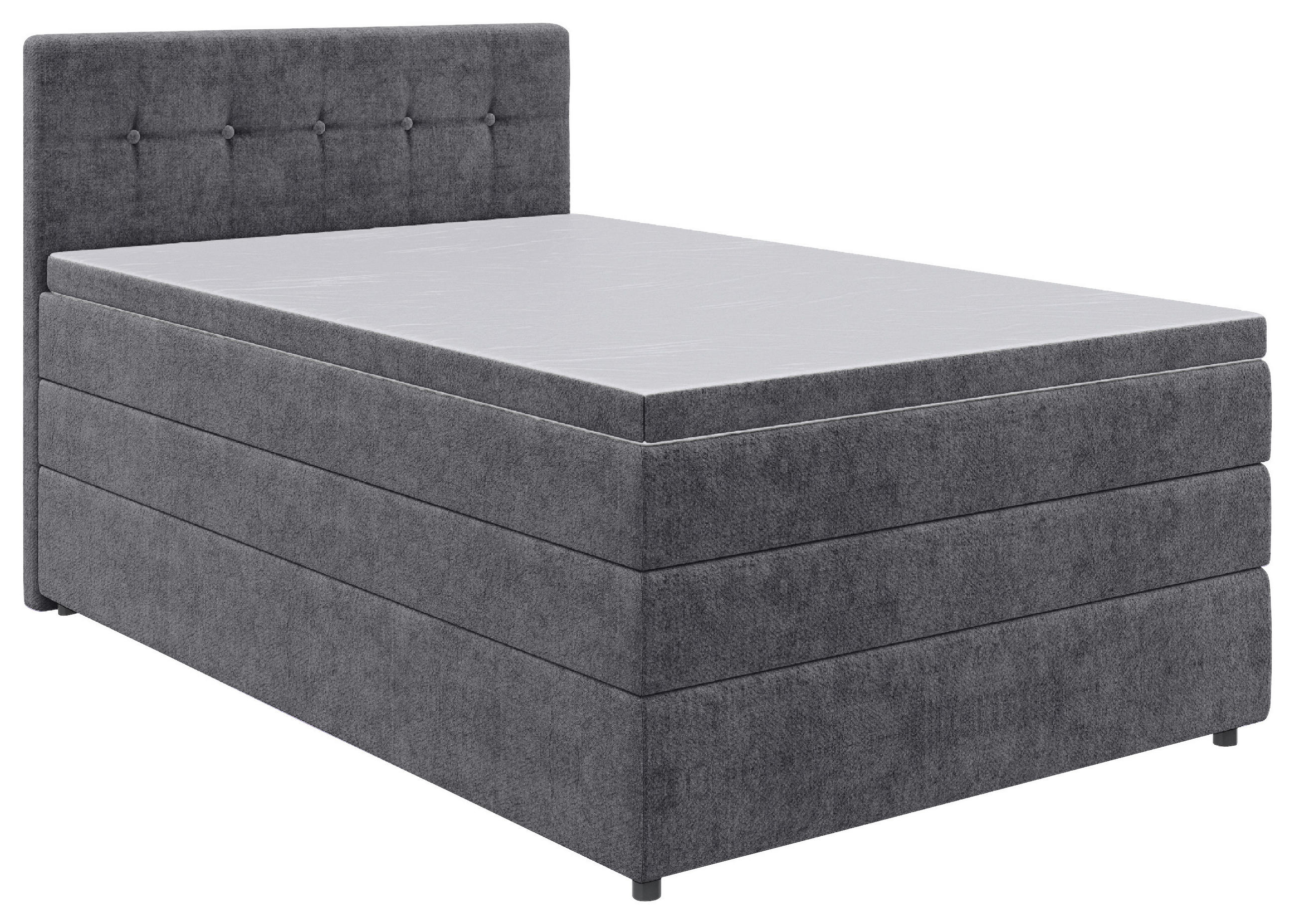 BOXSPRINGBETT 120/200 cm  in Grau  - Schwarz/Grau, Konventionell, Kunststoff/Textil (120/200cm) - Carryhome